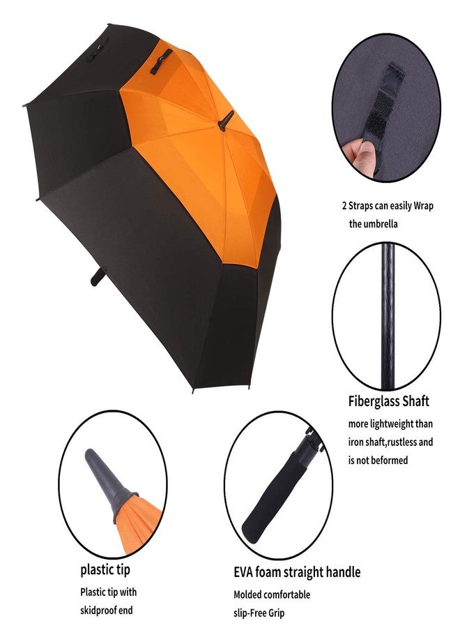 Doubwell square umbrella with automatic and windproof (Black/orange, 62 inch) - Image 3